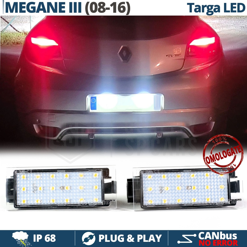 Luces de Matricula LED para Renault Megane 3 6500K Blanco Frío | Canbus Plug & Play