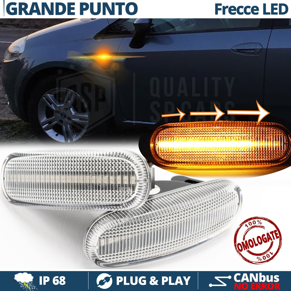 X2 Intermitentes LED para Fiat GRANDE PUNTO 199 Secuenciales Homologados, CANBUS No Error X2 Intermitentes LED para Fiat GRANDE PUNTO 199 Secuenciales Homologados, CANBUS No Error