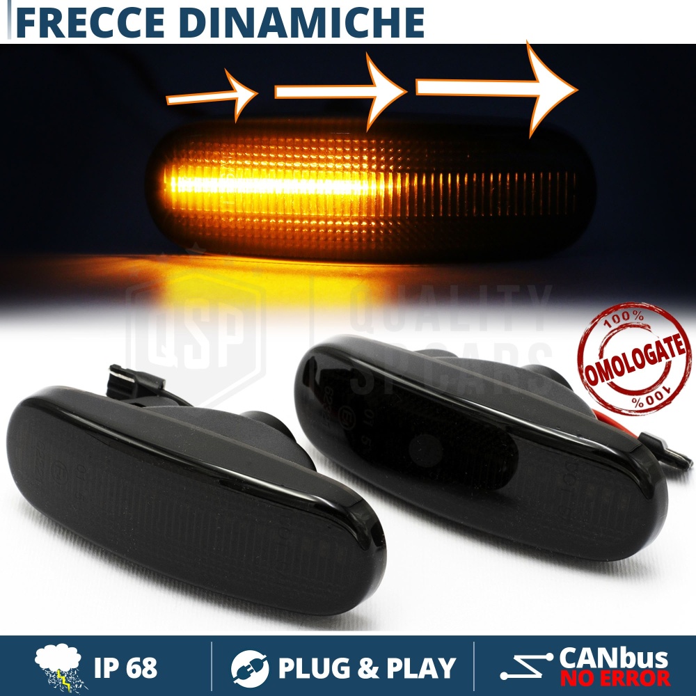 2 Sequential Dynamic LED Side Markers for Fiat, Black Smoke Lens, E-Approved, Canbus No Error 2 Sequential Dynamic LED Side Markers for Fiat, Black Smoke Lens, E-Approved, Canbus No Error
