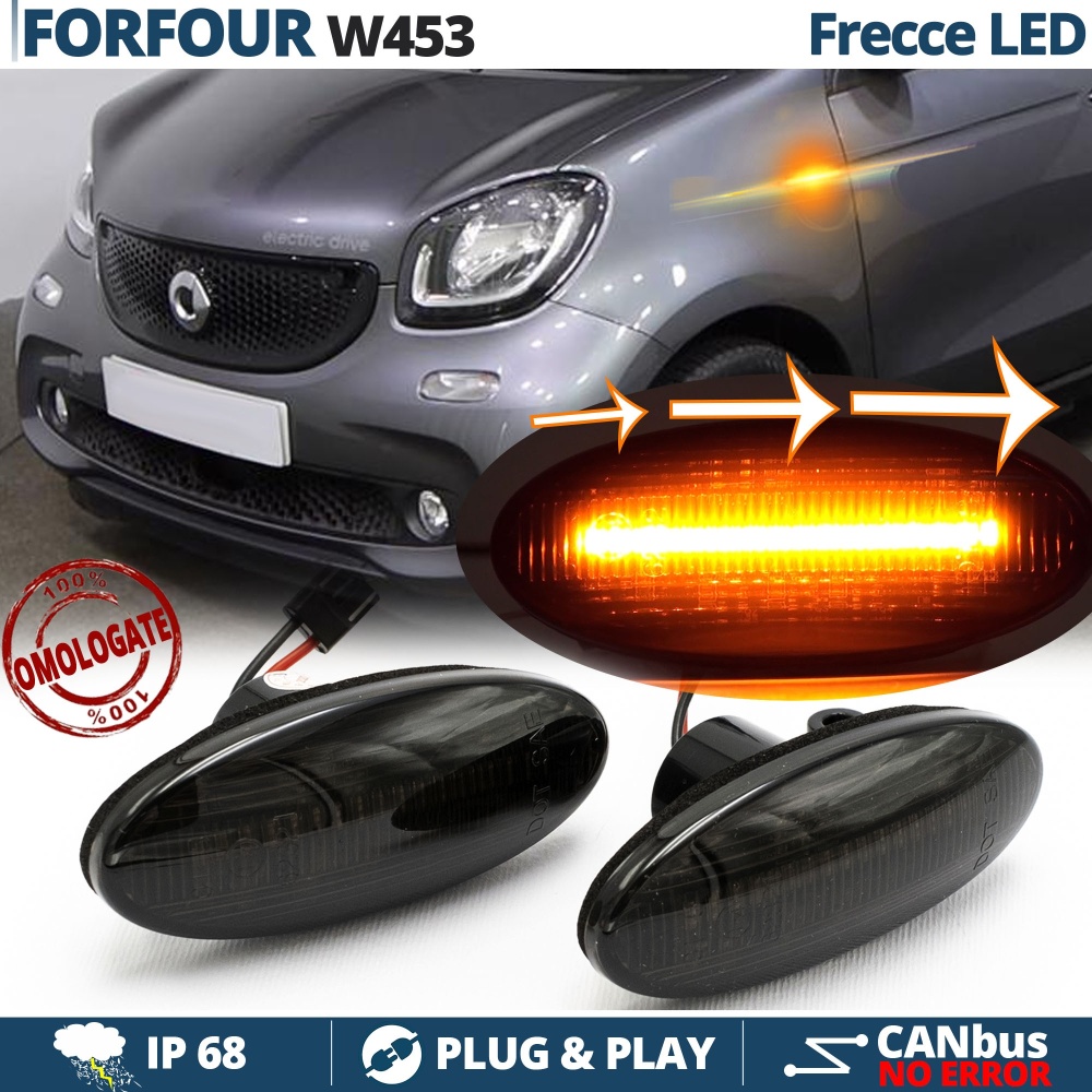 X2 Intermitentes LED para Smart Forfour 453 Secuenciales Homologados, Lente Negra, CANBUS No Error X2 Intermitentes LED para Smart Forfour 453 Secuenciales Homologados, Lente Negra, CANBUS No Error