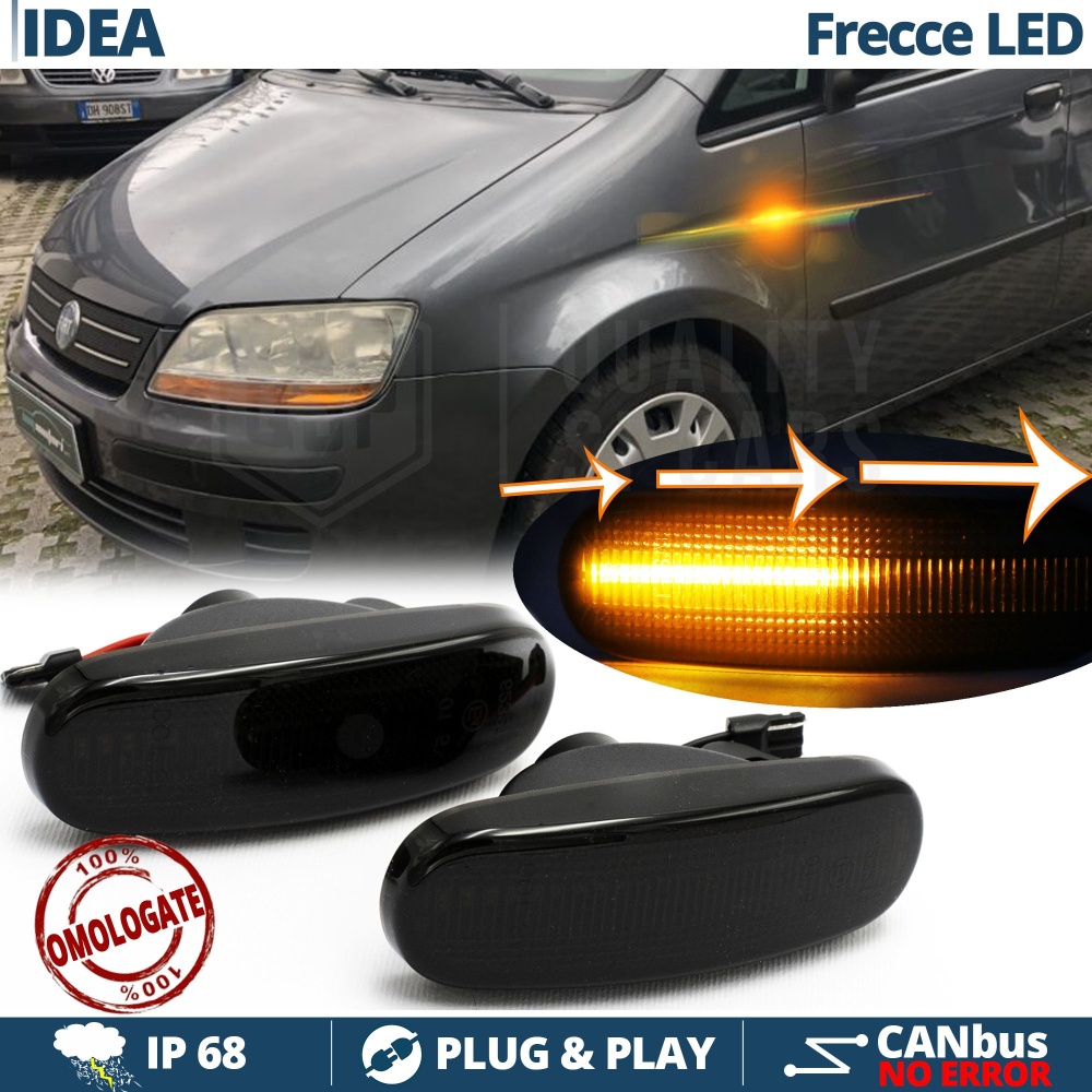 X2 Intermitentes LED para Fiat IDEA Secuenciales Homologados, Lente Negra, CANBUS No Error X2 Intermitentes LED para Fiat IDEA Secuenciales Homologados, Lente Negra, CANBUS No Error