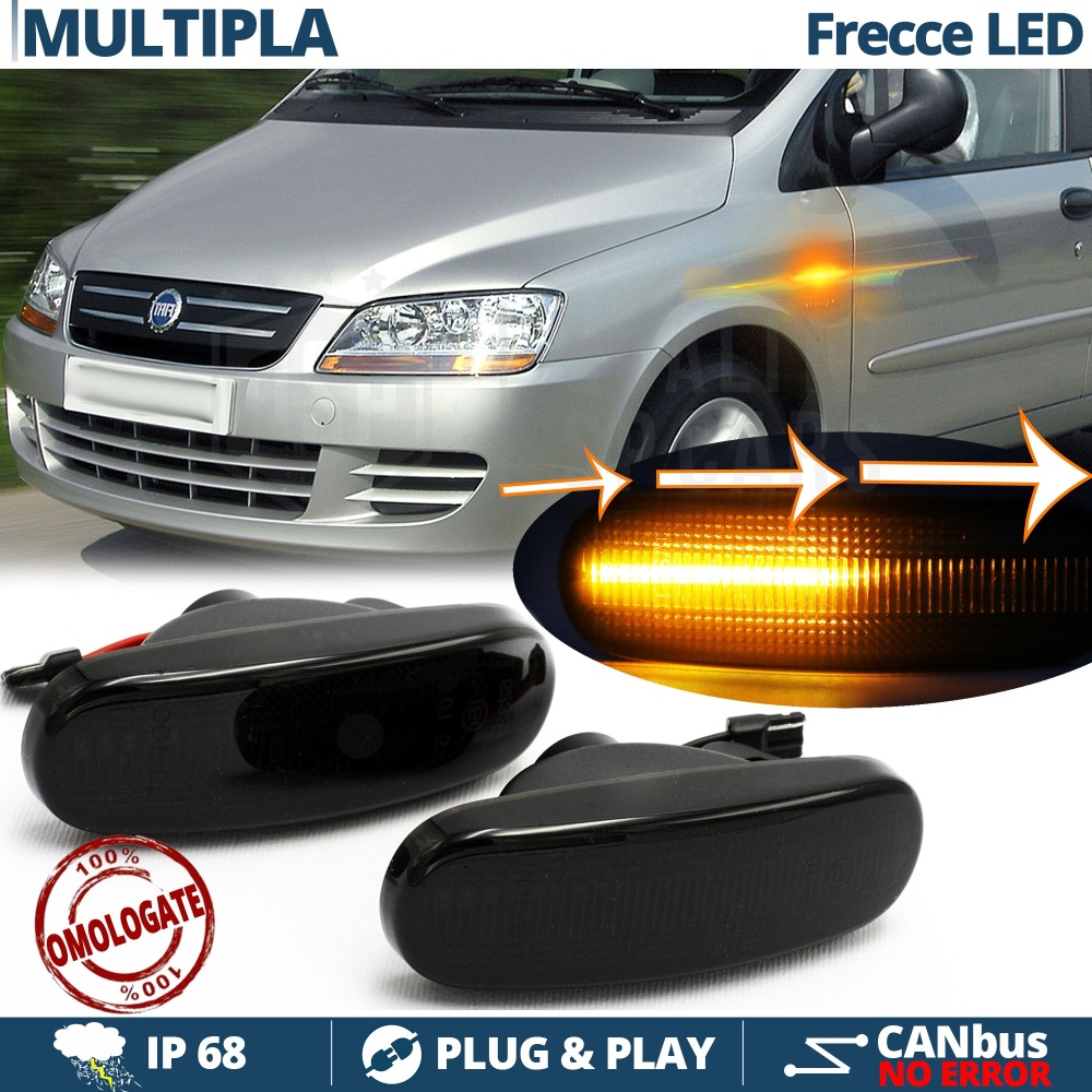 X2 Intermitentes LED para Fiat MULTIPLA 2 Secuenciales Homologados, Lente Negra, CANBUS No Error X2 Intermitentes LED para Fiat MULTIPLA 2 Secuenciales Homologados, Lente Negra, CANBUS No Error