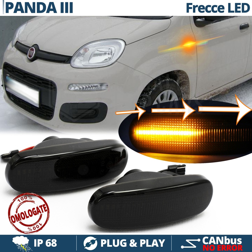 LED Side Markers for Fiat PANDA 3 (319) Sequential Dynamic, Black Smoke Lens, E-Approved, Canbus No Error LED Side Markers for Fiat PANDA 3 (319) Sequential Dynamic, Black Smoke Lens, E-Approved, Canbus No Error