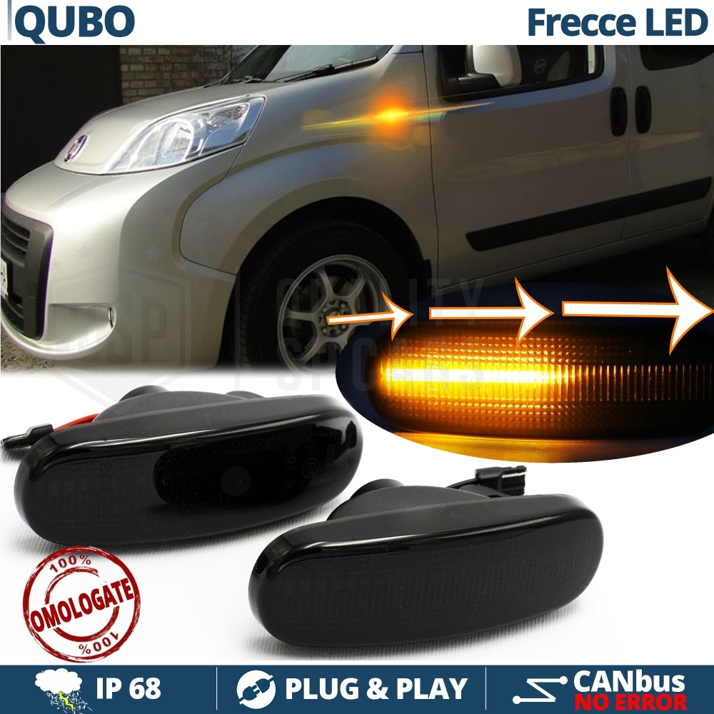 X2 Intermitentes LED para Fiat QUBO Secuenciales Homologados, Lente Negra, CANBUS No Error X2 Intermitentes LED para Fiat QUBO Secuenciales Homologados, Lente Negra, CANBUS No Error