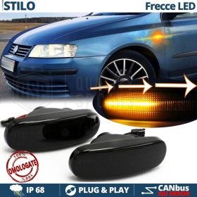 Frecce LED Dinamiche Laterali per Fiat STILO 192, SEQUENZIALI Omologate, Nere, CANbus No Error