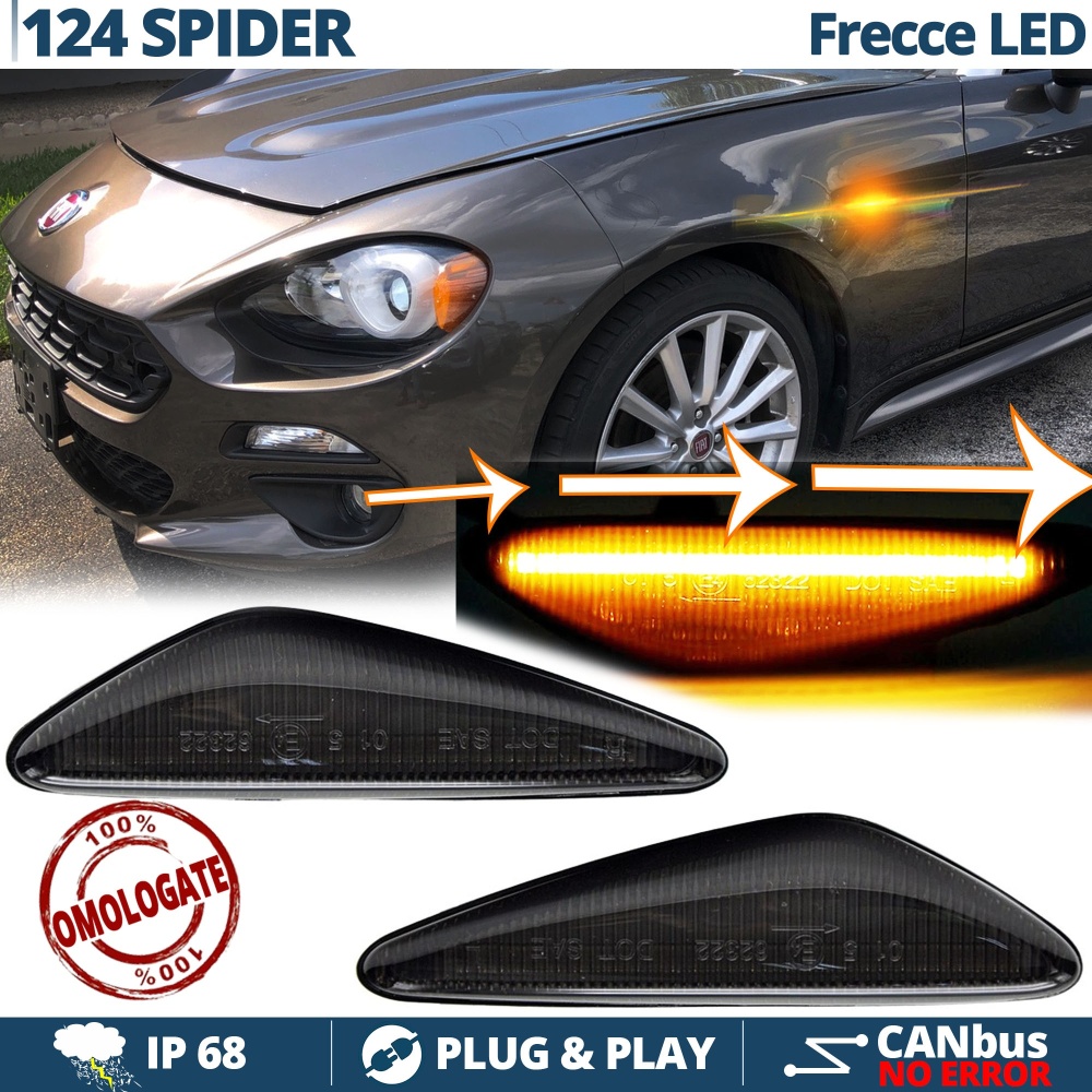 X2 Intermitentes LED para Fiat 124 Spider Secuenciales Homologados, Lente Negra, CANBUS No Error X2 Intermitentes LED para Fiat 124 Spider Secuenciales Homologados, Lente Negra, CANBUS No Error