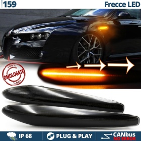 Frecce LED Dinamiche Laterali per Alfa Romeo 159, SEQUENZIALI Omologate, Nere, CANbus No Error