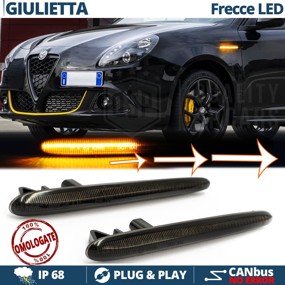 X2 Intermitentes LED para Alfa Romeo Giulietta Secuenciales Homologados, Lente Negra, CANBUS No Error X2 Intermitentes LED para Alfa Romeo Giulietta Secuenciales Homologados, Lente Negra, CANBUS No Error