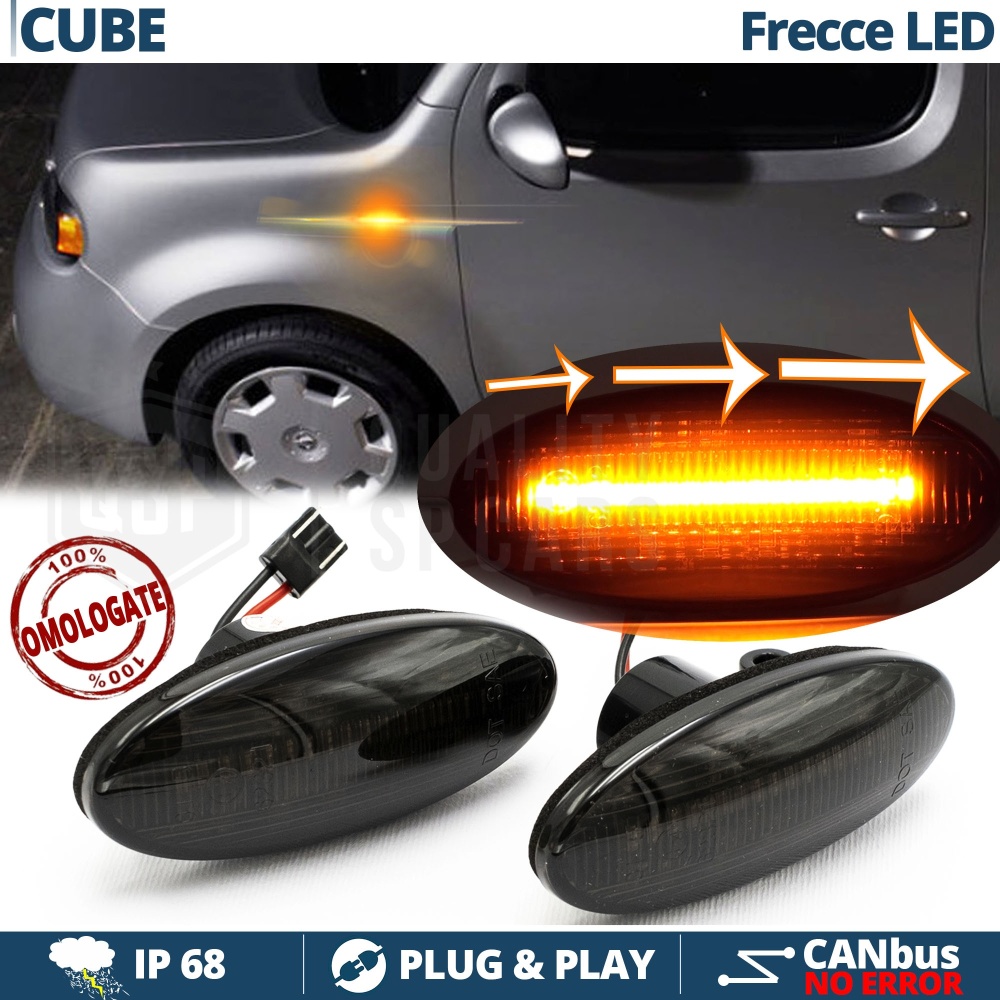 X2 Intermitentes LED para Nissan Cube 3 Secuenciales Homologados, Lente Negra, CANBUS No Error X2 Intermitentes LED para Nissan Cube 3 Secuenciales Homologados, Lente Negra, CANBUS No Error