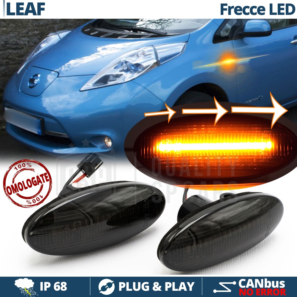 X2 Intermitentes LED para Nissan Leaf 10-12 Secuenciales Homologados, Lente Negra, CANBUS No Error X2 Intermitentes LED para Nissan Leaf 10-12 Secuenciales Homologados, Lente Negra, CANBUS No Error