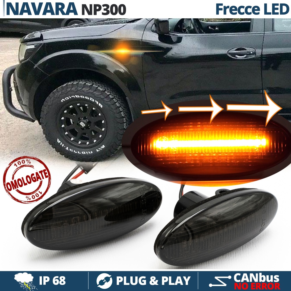 X2 Intermitentes LED para Nissan Navara 4 (D23) Secuenciales Homologados, Lente Negra, CANBUS No Error X2 Intermitentes LED para Nissan Navara 4 (D23) Secuenciales Homologados, Lente Negra, CANBUS No Error