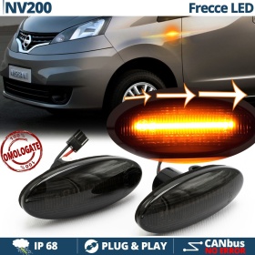 Frecce LED Dinamiche Laterali per Nissan NV200, SEQUENZIALI Omologate, Nere, CANbus No Error