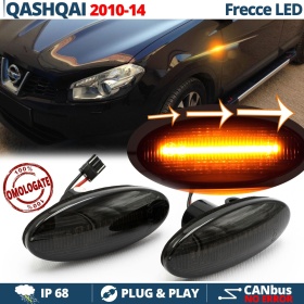 X2 Intermitentes LED para Nissan Qashqai J10 Secuenciales Homologados, Lente Negra, CANBUS No Error
