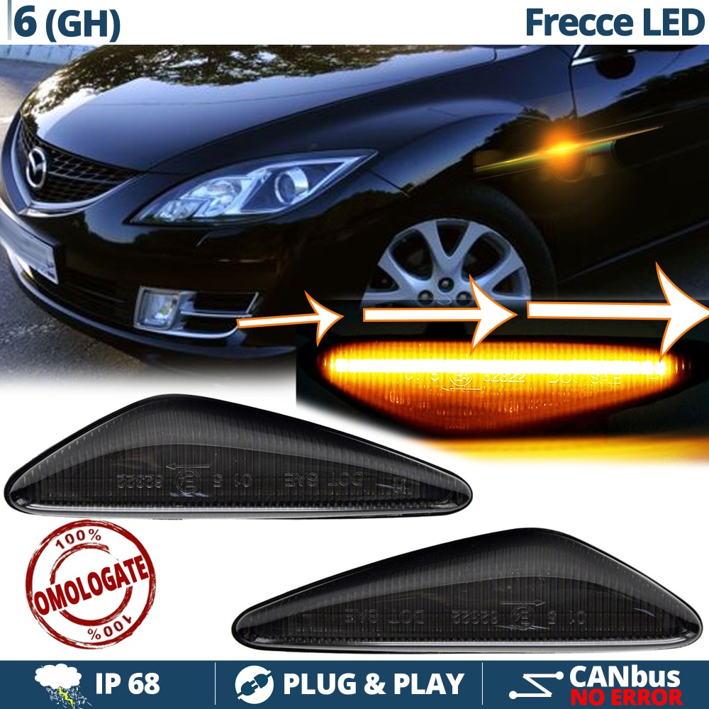 X2 Intermitentes LED para Mazda 6 GH Secuenciales Homologados, Lente Negra, CANBUS No Error X2 Intermitentes LED para Mazda 6 GH Secuenciales Homologados, Lente Negra, CANBUS No Error