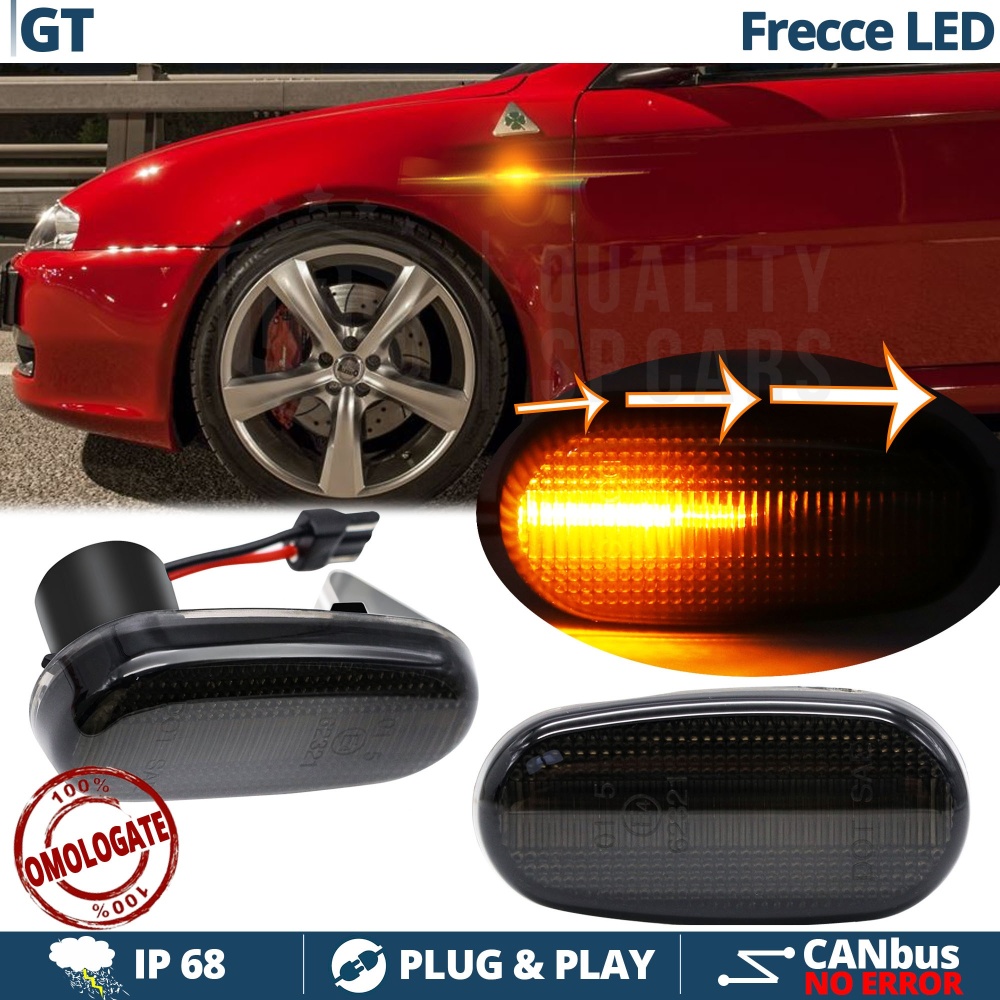 X2 Intermitentes LED para Alfa Romeo GT (937) Secuenciales Homologados, Lente Negra, CANBUS No Error X2 Intermitentes LED para Alfa Romeo GT (937) Secuenciales Homologados, Lente Negra, CANBUS No Error