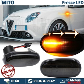 X2 Intermitentes LED para Alfa Romeo Mito Secuenciales Homologados, Lente Negra, CANBUS No Error