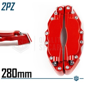 2 CUBRE PINZAS Freno Rojas Universales para Coches 28CM en Aleación de Aluminio