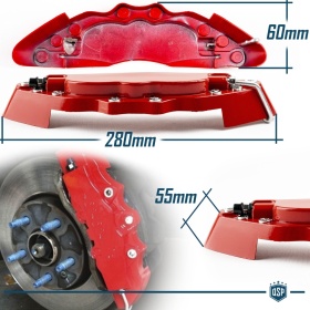 2 CUBRE PINZAS Freno Rojas Universales para Coches 28CM en Aleación de Aluminio