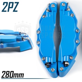 2 Cover COPRI PINZE Freni Blu Universali Auto 28CM Tuning in METALLO