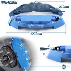 2 Cover COPRI PINZE Freni Blu Universali Auto 28CM Tuning in METALLO