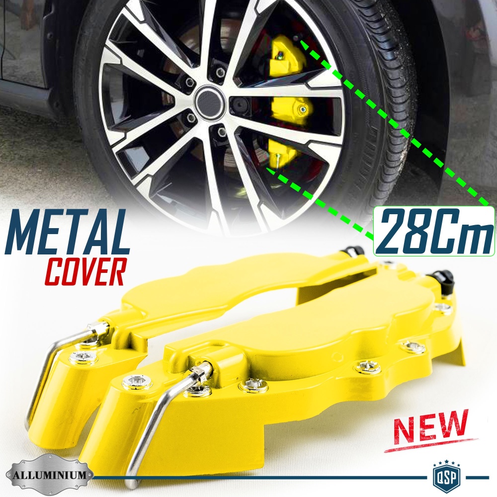 2 CUBRE PINZAS Freno Amarillas Universales para Coches 28CM en Aleación de Aluminio
