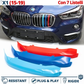 3x Riñones Rejilla para Bmw X1 F48 (15-19) CON 7 Bandas Verticales  en Colores M Sport en ABS