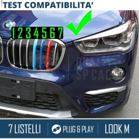 3x Riñones Rejilla para Bmw X1 F48 (15-19) CON 7 Bandas Verticales  en Colores M Sport en ABS