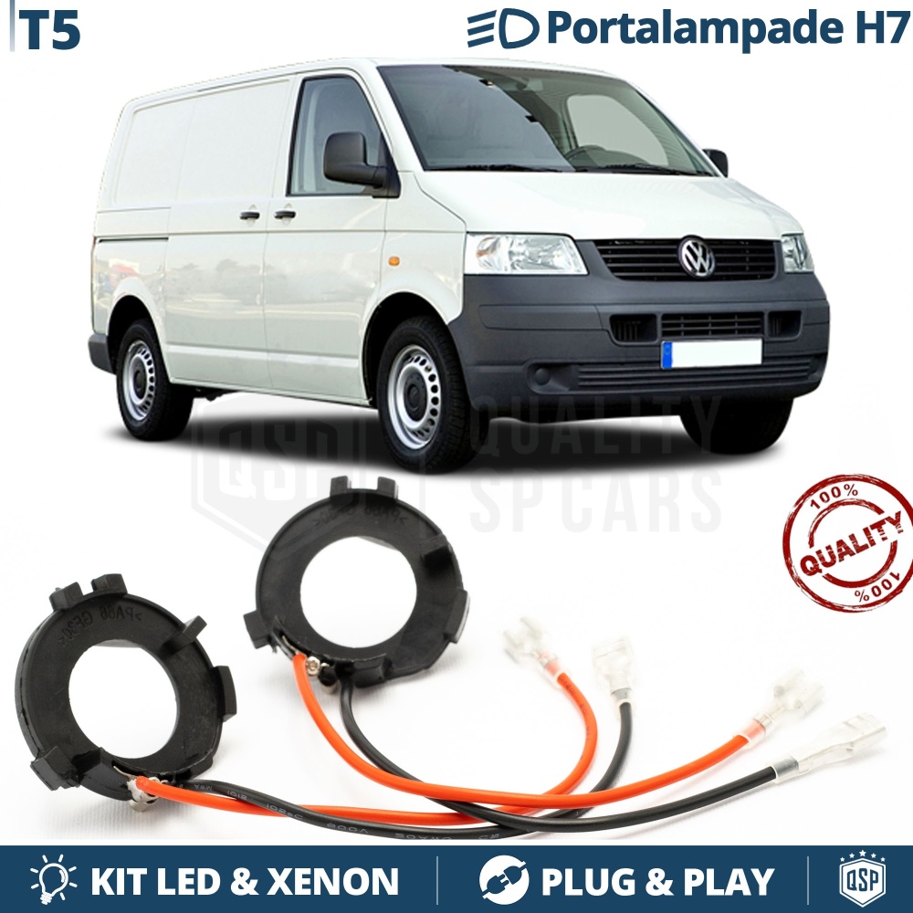 2X Adaptatores del Retenedor Soporte Bombilla para Montaje KIT LED H7 para VW TRANSPORTER T5 (2003-2010)