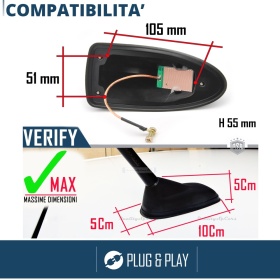 Car Roof Blue SHARK FIN Universal Antenna | Real AM-FM-DAB+ RADIO Reception Rubber Base