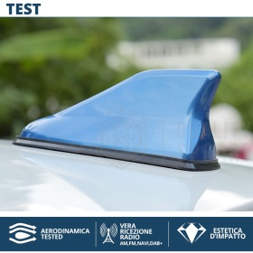 Car Roof Blue SHARK FIN Universal Antenna | Real AM-FM-DAB+ RADIO Reception Rubber Base
