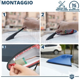 Car Roof Blue SHARK FIN Universal Antenna | Real AM-FM-DAB+ RADIO Reception Rubber Base