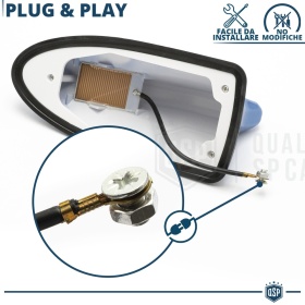 Car Roof Blue SHARK FIN Universal Antenna | Real AM-FM-DAB+ RADIO Reception Rubber Base