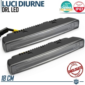 2 Luces de Día LED DRL Universales para Coches 18CM | HOMOLOGADAS Luz Blanca Potente | CANbus