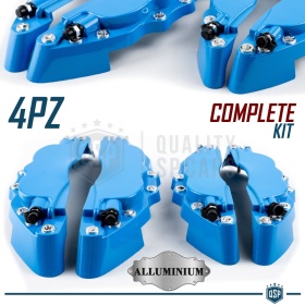 SET CUBRE PINZAS Freno Azul DELANTERAS 28 CM + TRASERAS 24 CM en Aluminio