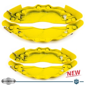 SET CUBRE PINZAS Freno Amarillas DELANTERAS 28 CM + TRASERAS 24 CM en Aluminio