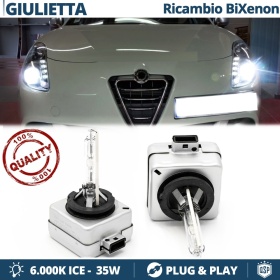 Coppia Lampadine di Ricambio Bi-Xenon D1S per ALFA ROMEO GIULIETTA Luci Bianco Ghiaccio 6000K 35W