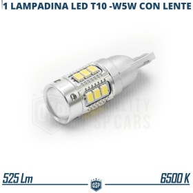 1x Bombilla LED T10 W5W Canbus con Lente | Luz 360° Blanco Frío 6500K | Plug & Play
