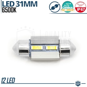 1X Bombilla LED FESTOON 31MM C5W | 6500K Blanco Frío CANbus SIN ERROR Plug & Play