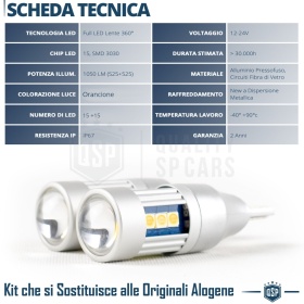 2 Lampadine LED T15 W16W CANbus | Luce FRECCE DIREZIONALI 360° Arancione | Plug & Play