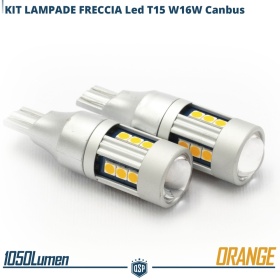 2 Lampadine LED T15 W16W CANbus | Luce FRECCE DIREZIONALI 360° Arancione | Plug & Play
