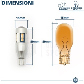 2 Lampadine LED T15 W16W CANbus | Luce FRECCE DIREZIONALI 360° Arancione | Plug & Play