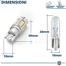 2pcs T10 W5W LED Bulbs Canbus with Lens | 360° White ICE Light 6500K | Plug & Play