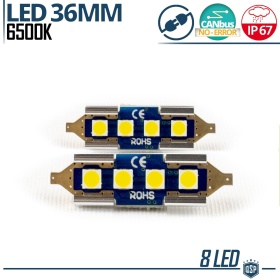 2X Bombillas LED FESTOON 36MM C5W | 6500K Blanco Frío Canbus SIN ERROR Plug & Play