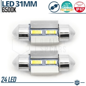 2X Bombillas LED FESTOON 31MM C5W | 6500K Blanco Frío CANbus SIN ERROR Plug & Play