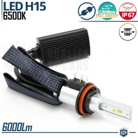 1 Bombilla H15 LED CANbus Luces Diurnas DRL + Carretera 6500K Blanco Frío 6000LM