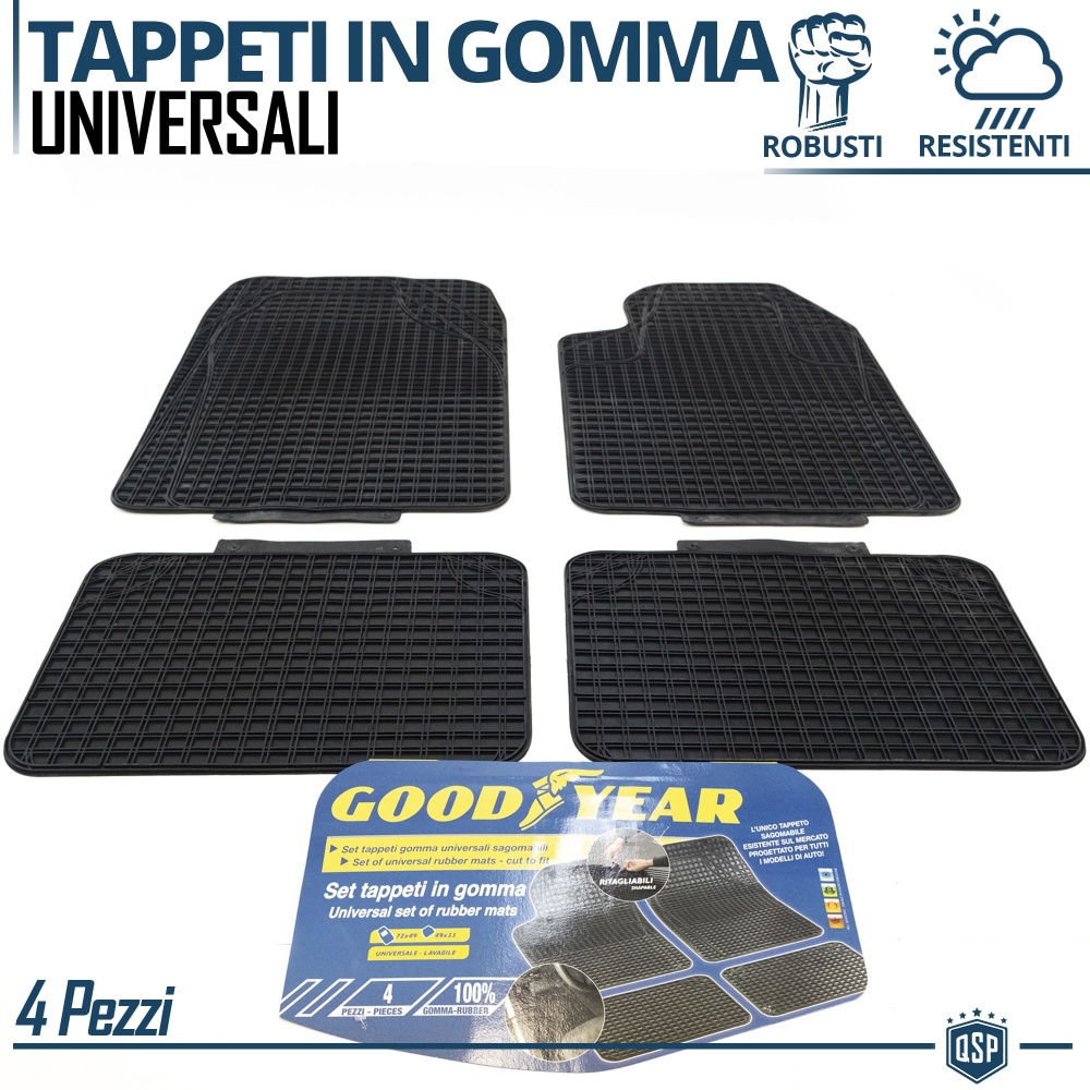 Alfombrillas para Coche de Goma Universales Originales GOODYEAR | Moldeable Negras
