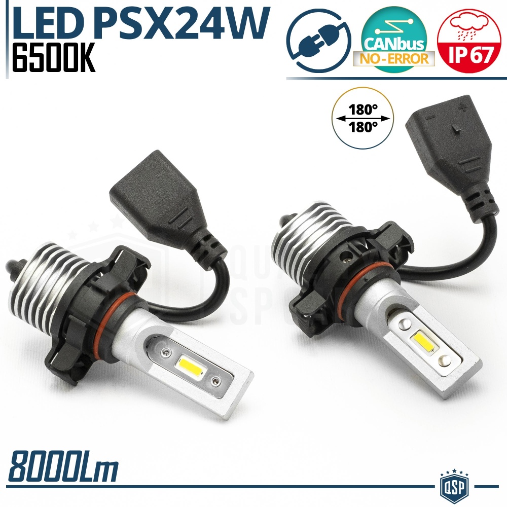 Kit LED PSX24W Blanco Frío 6500K Potente 8000LM | CANbus Sin Error, Plug & Play Kit LED PSX24W Blanco Frío 6500K Potente 8000LM | CANbus Sin Error, Plug & Play