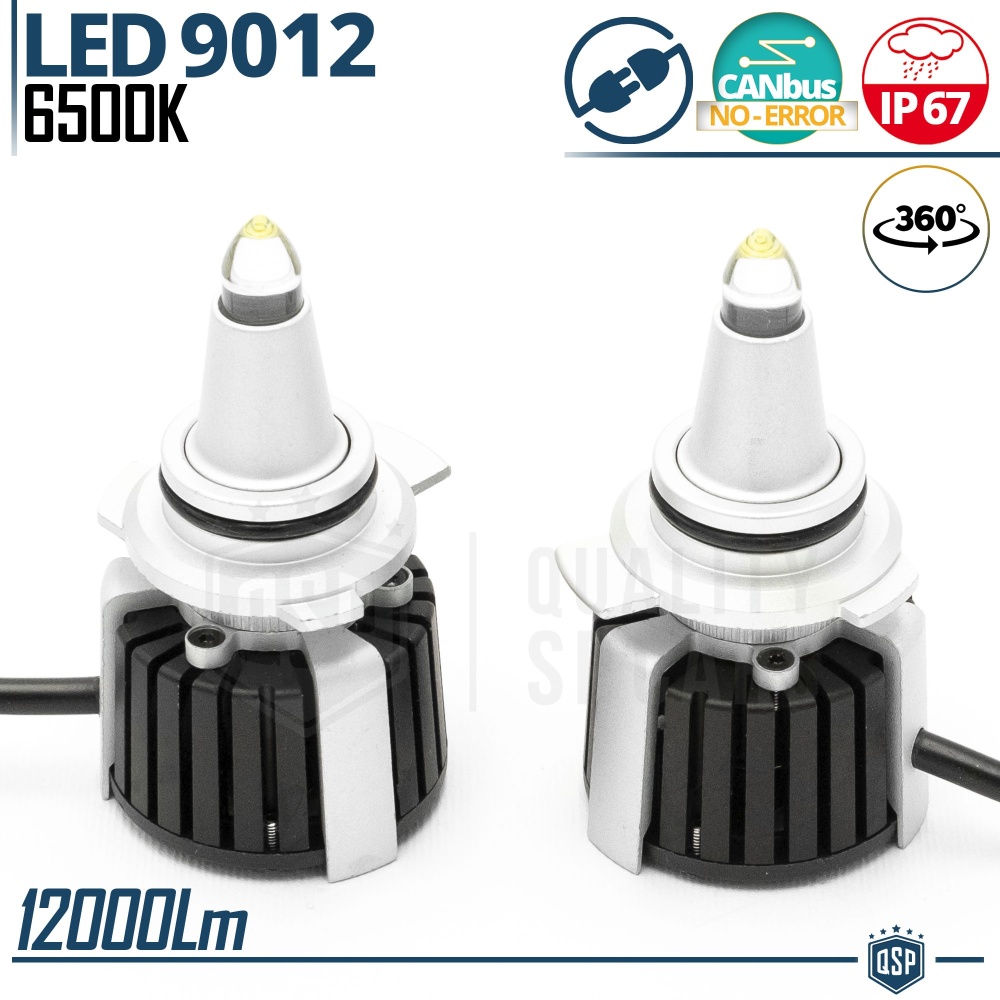 Kit Bombillas LED 9012 de Cuarzo 360° CANBUS | Luz Blanca Potente 6500K 55W