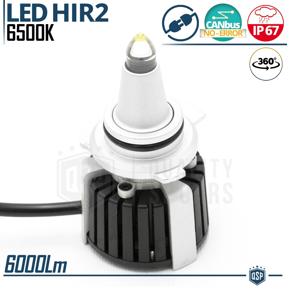1 Bombilla LED HIR2-HIR de Cuarzo 360° CANBUS | Luz Blanca Potente 6500K 55W