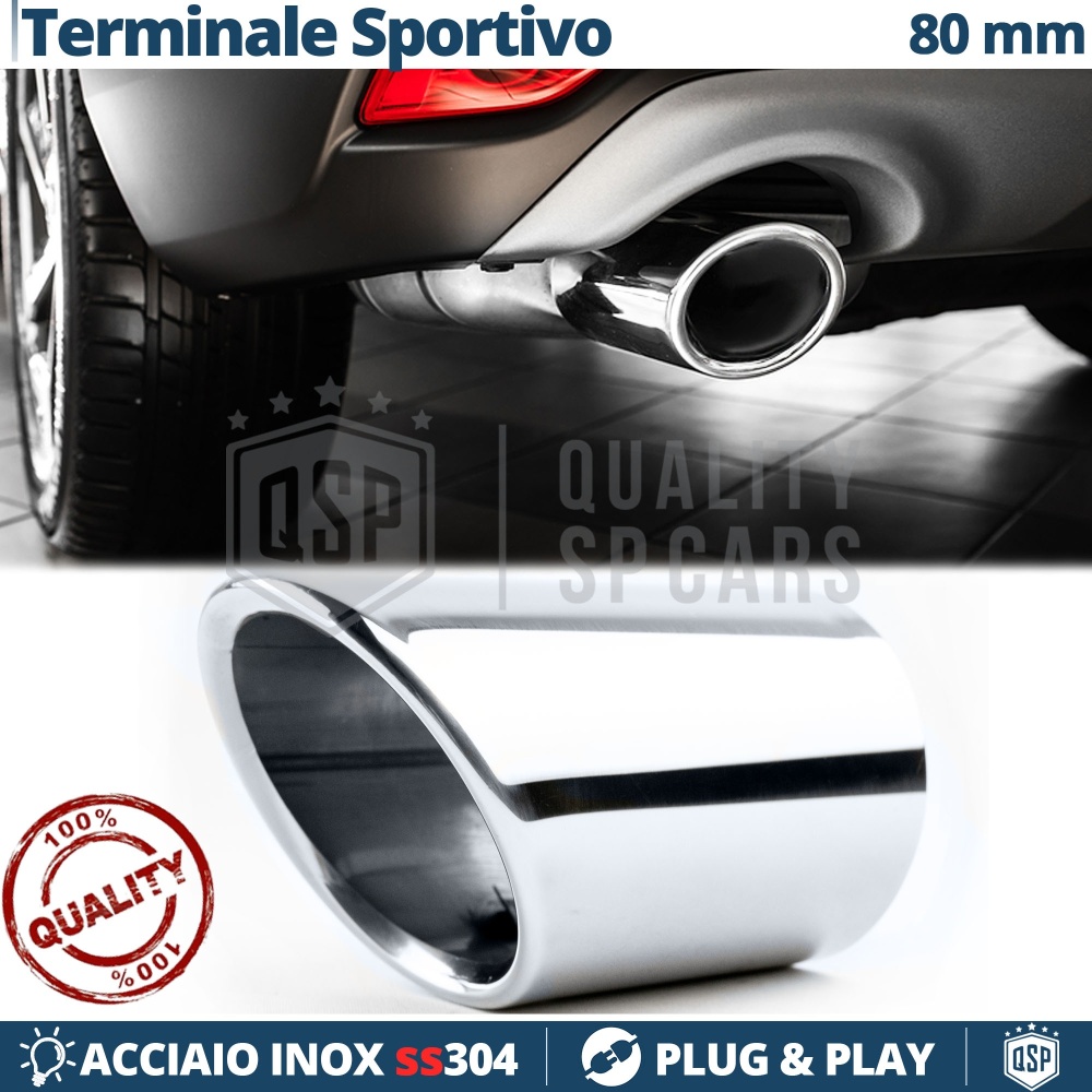 Tubo de ESCAPE Coche en ACERO Inoxidable | Redondo, Silenciador Ø 69-74 MM